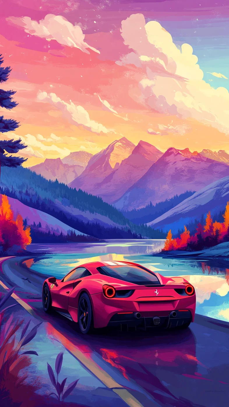 super car ferrari in mountain wallpaper