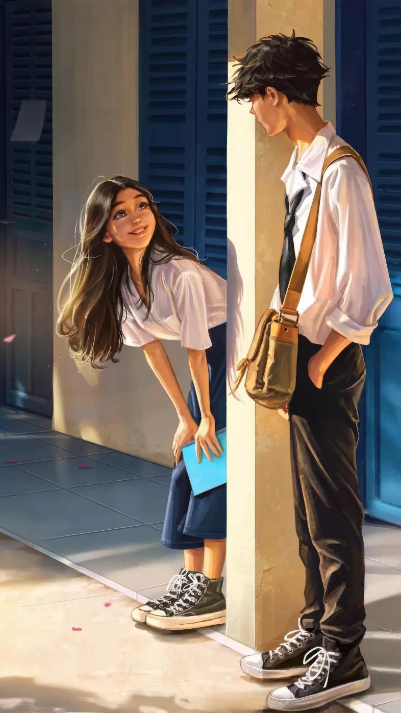 sweet school romance wallpaper