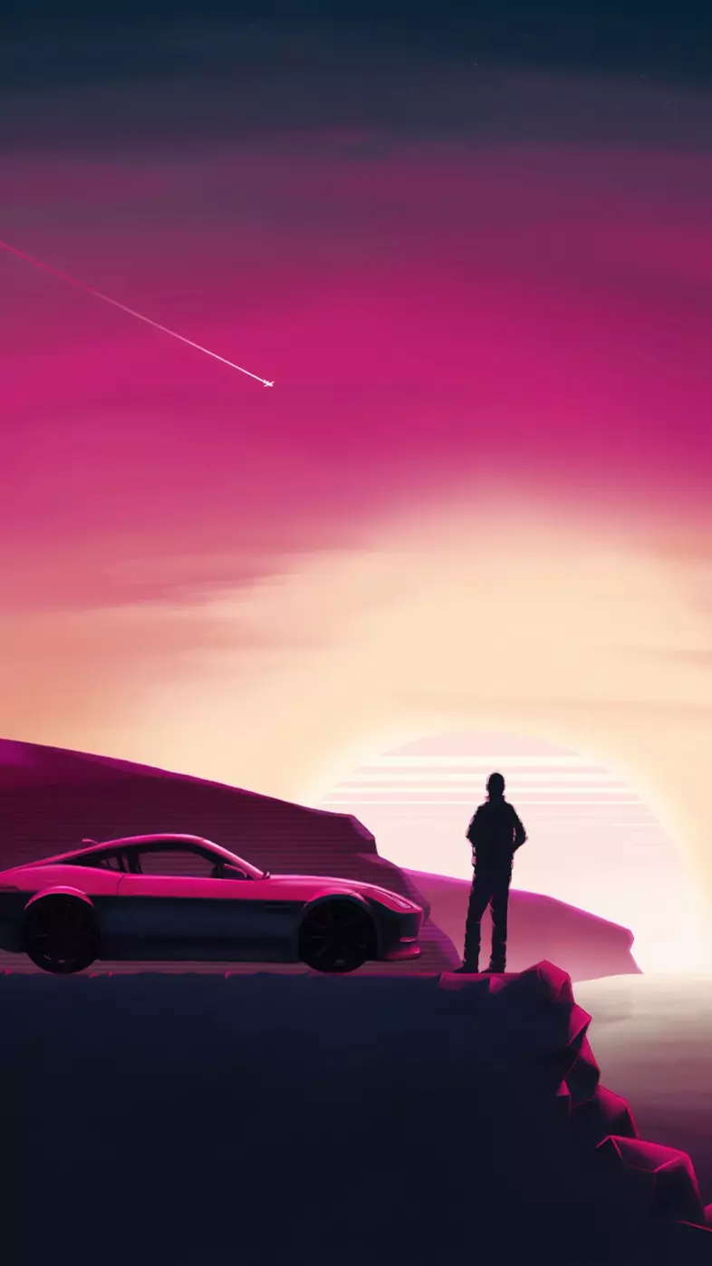 synthwave ftype retro rider wallpaper