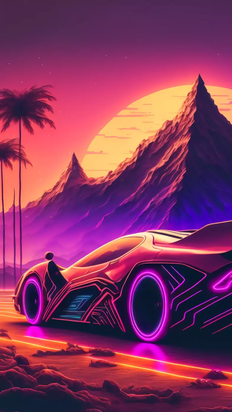 synthwave sports car  wallpaper