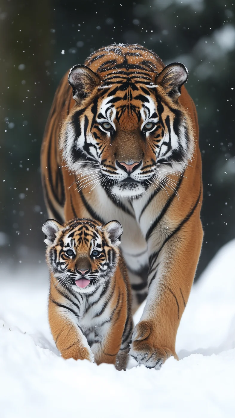 tiger with baby tiger wallpaper