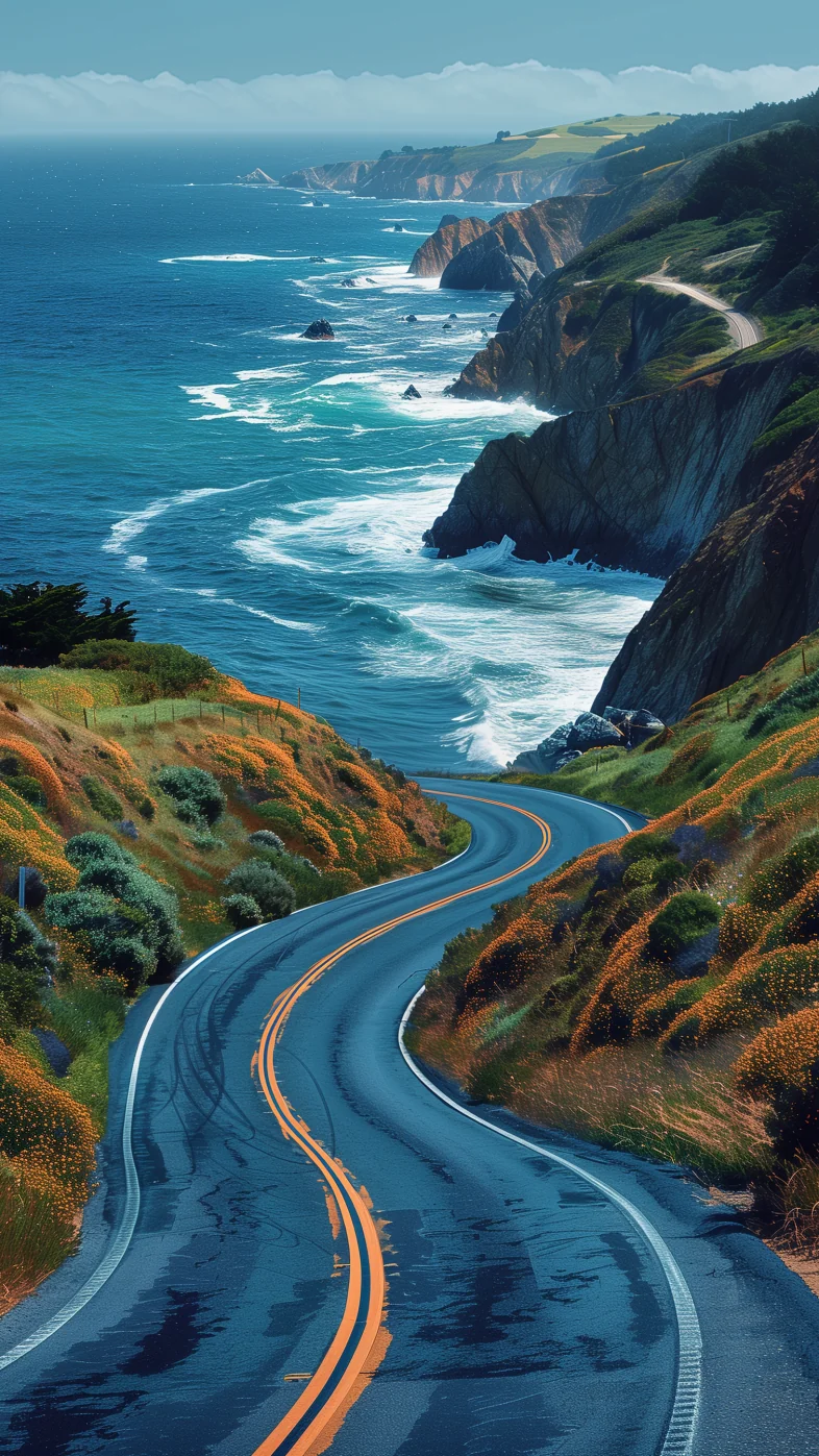 unny coastal roads side view wallpaper