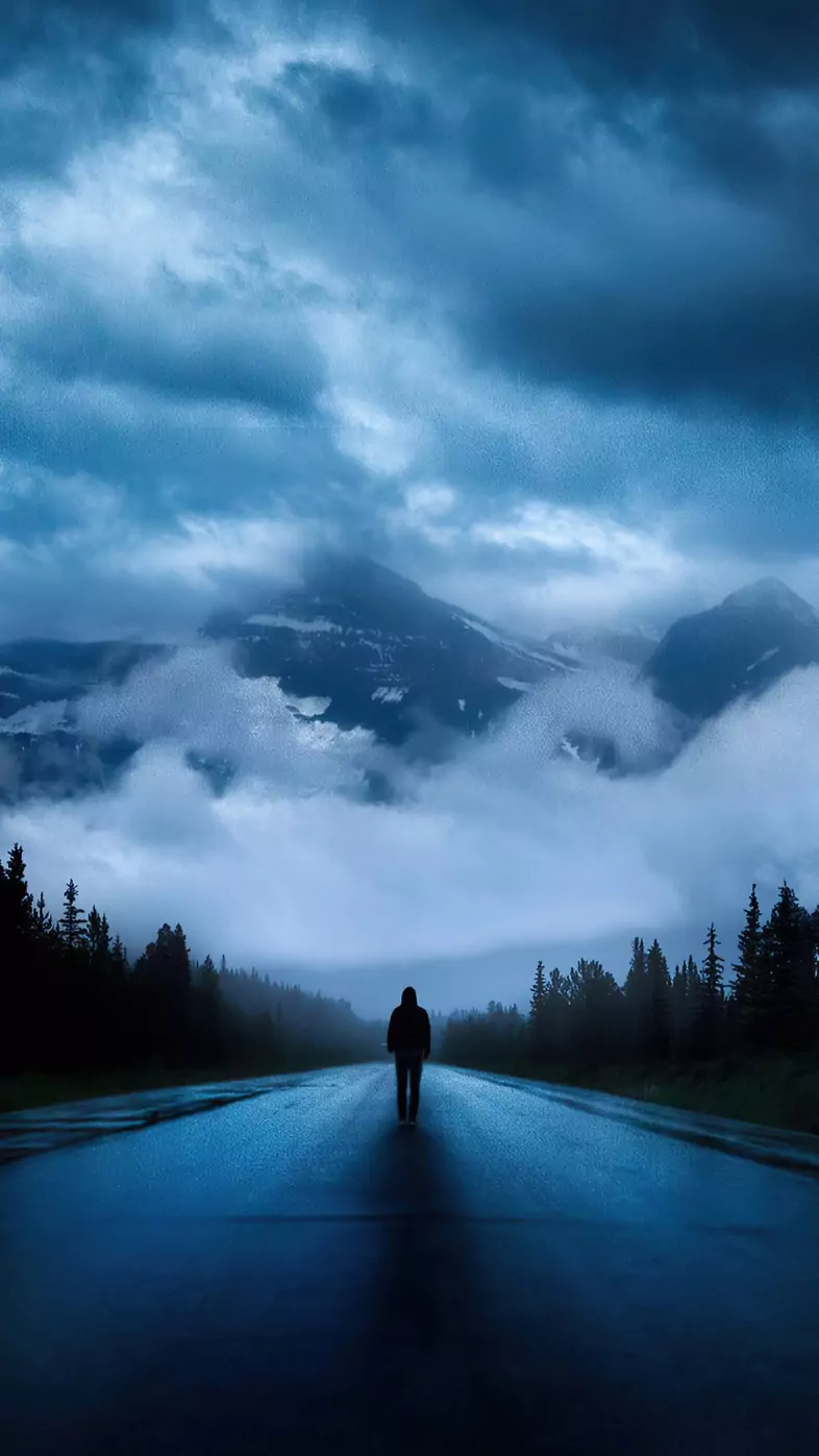walking alone road wallpaper