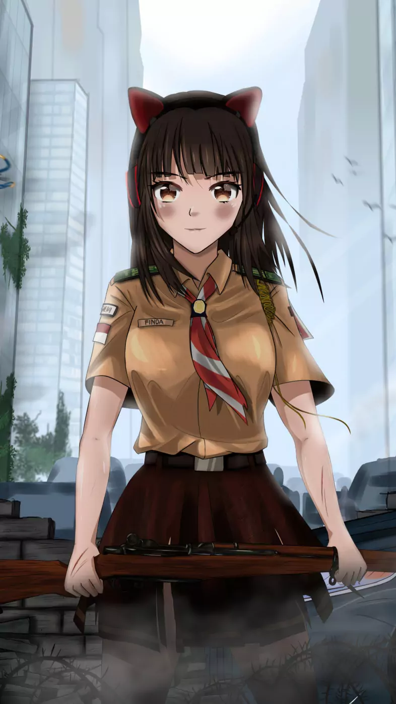 war scout anime girl  wallpaper