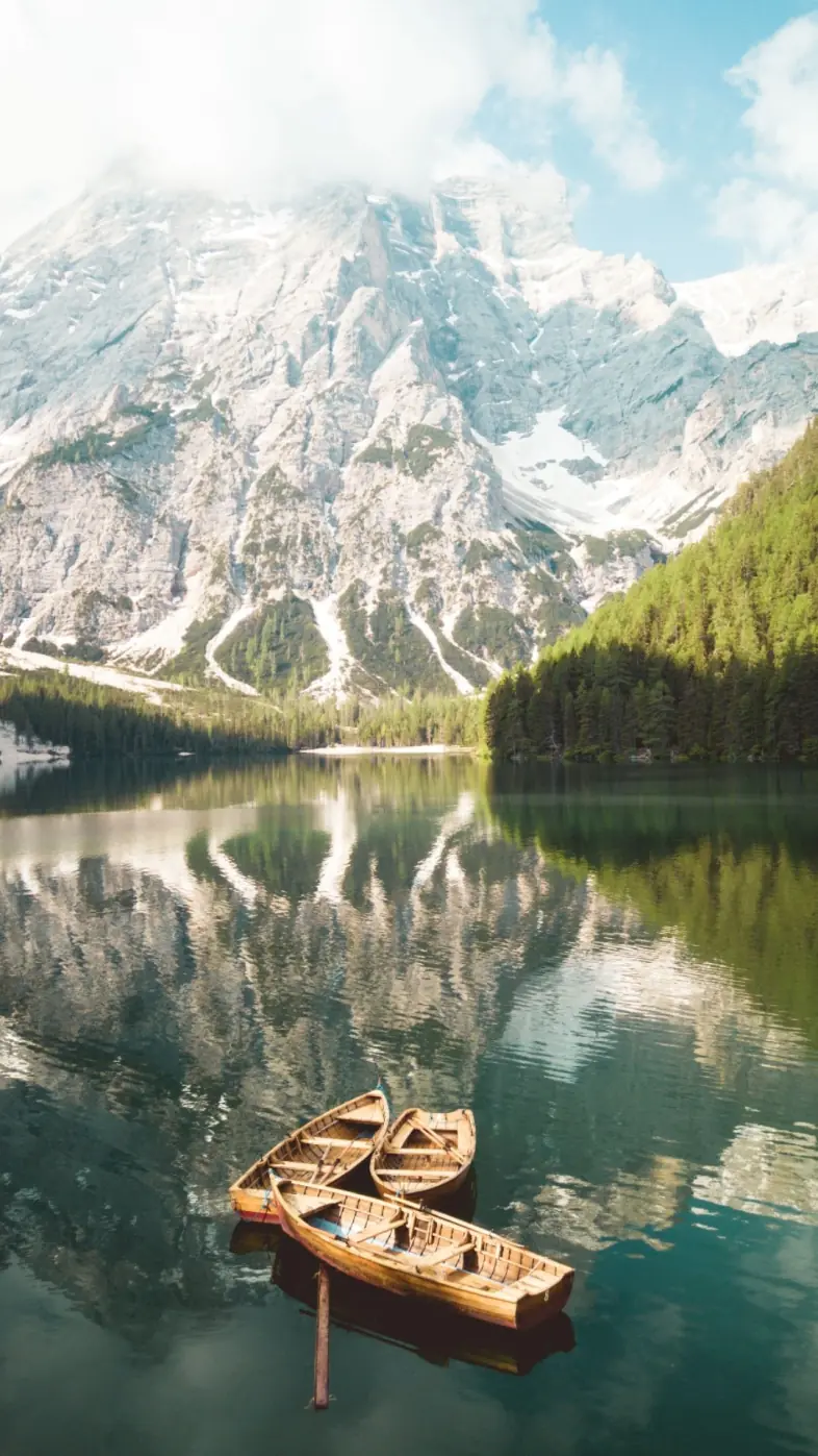 water ship landscape mountain wallpaper