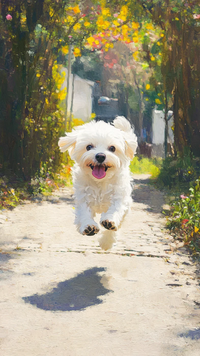 white Maltese dog art wallpaper