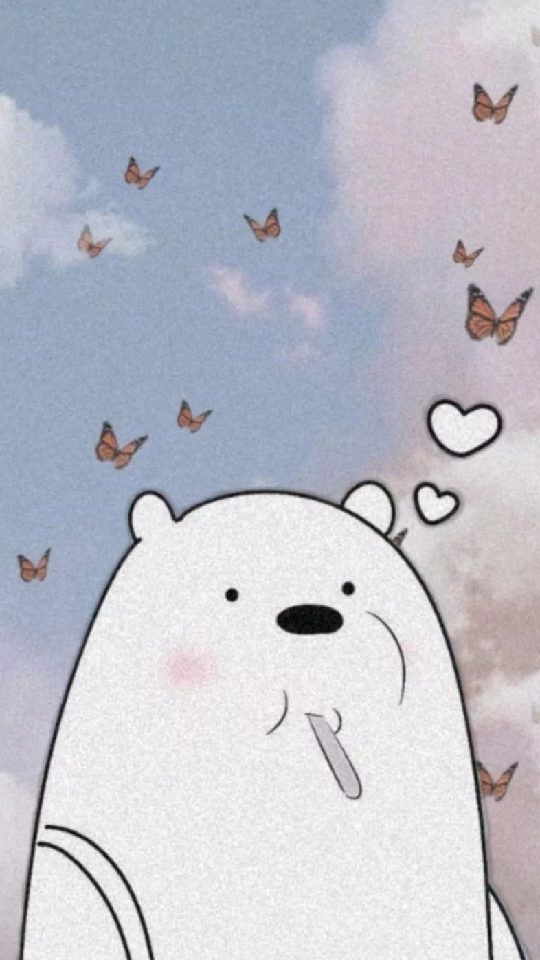 white aesthetic bear wallpaper