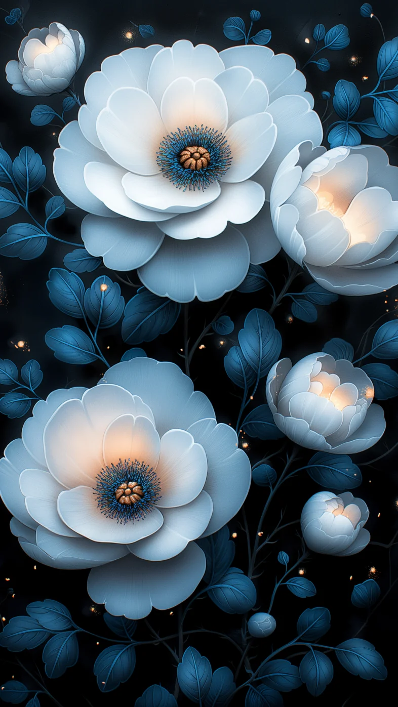 white flowers with gold wallpaper