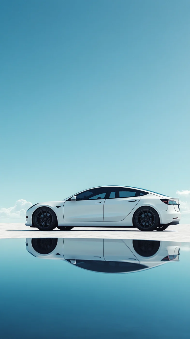 white tesla car wallpaper