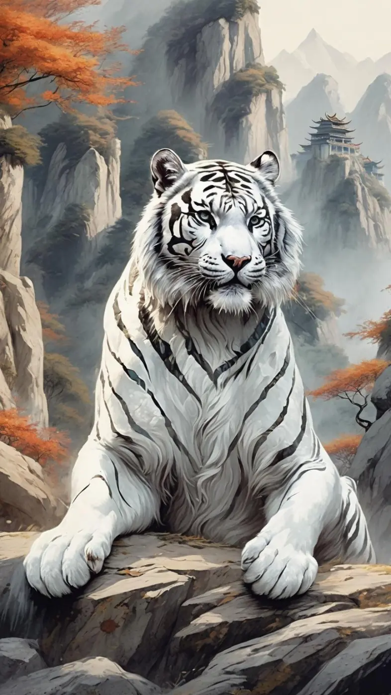 white tiger art wallpaper