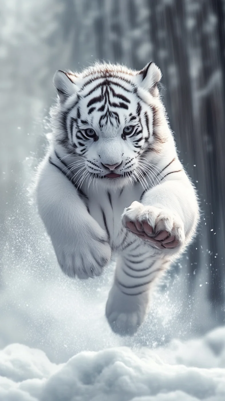 white tiger jump wallpaper