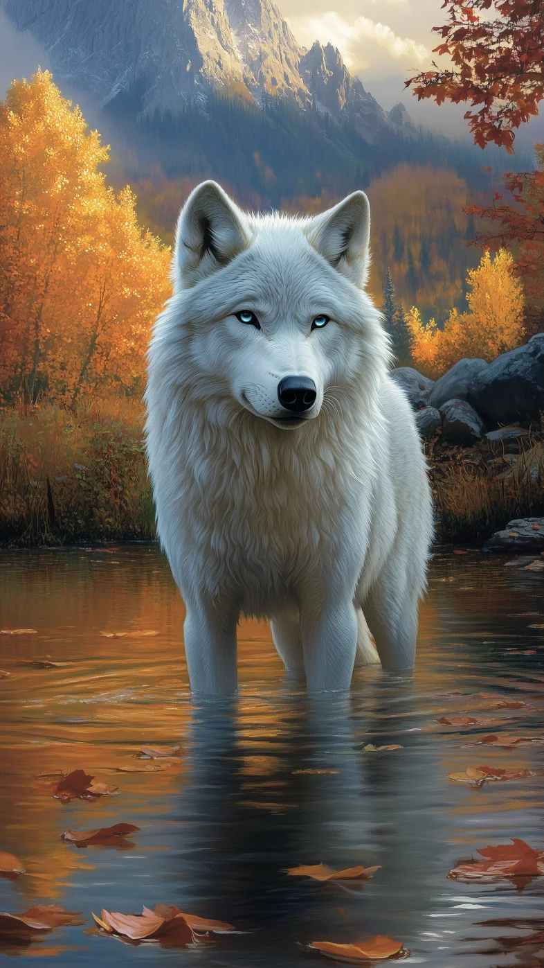 white wolf standing wallpaper