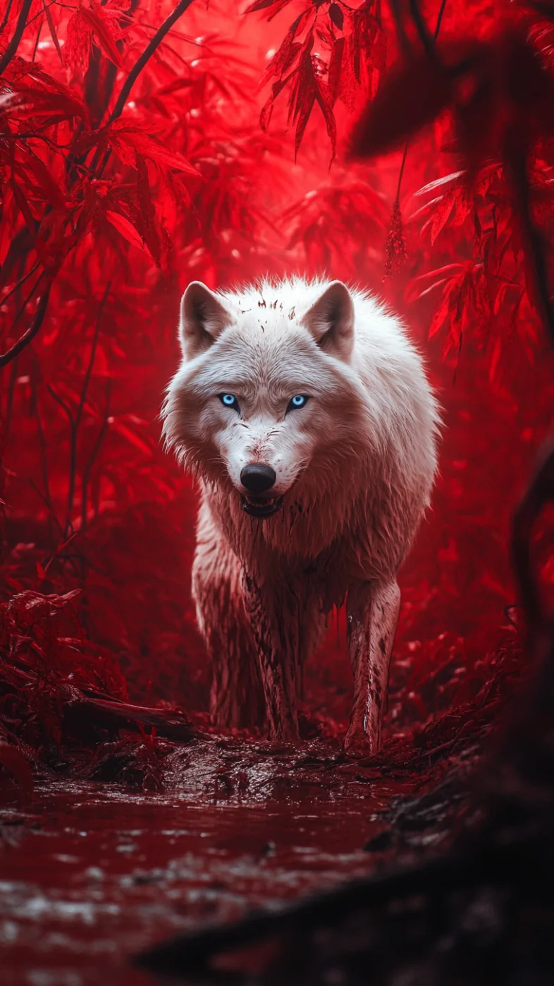 white wolf with blue eyes wallpaper