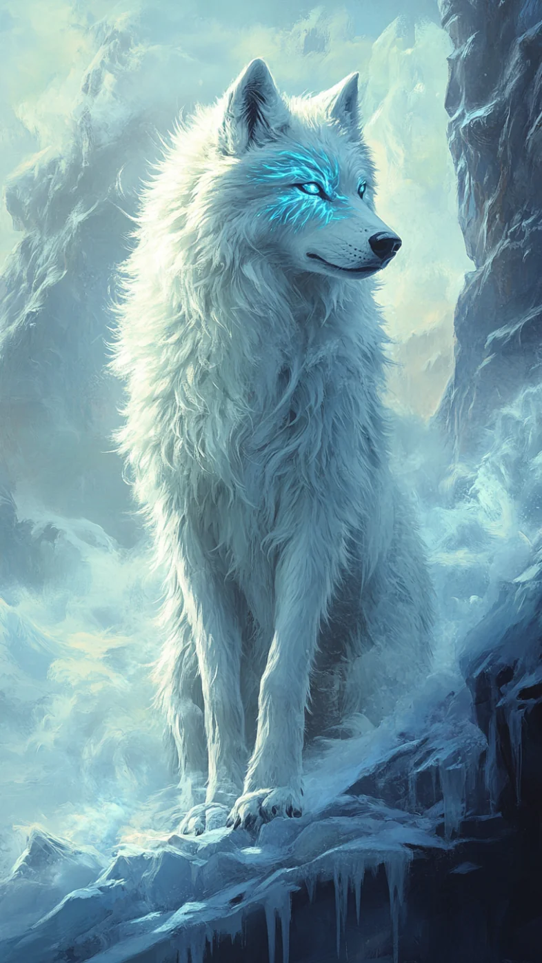 white wolf with blue eyes wallpaper