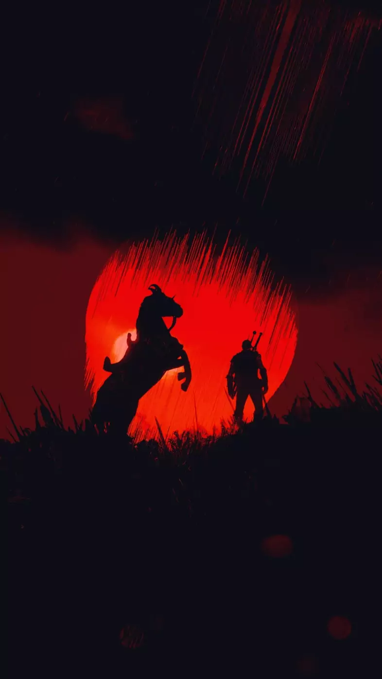 wild hunt minimalist art  wallpaper