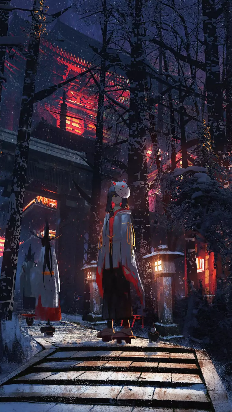 winter shrine anime wallpaper