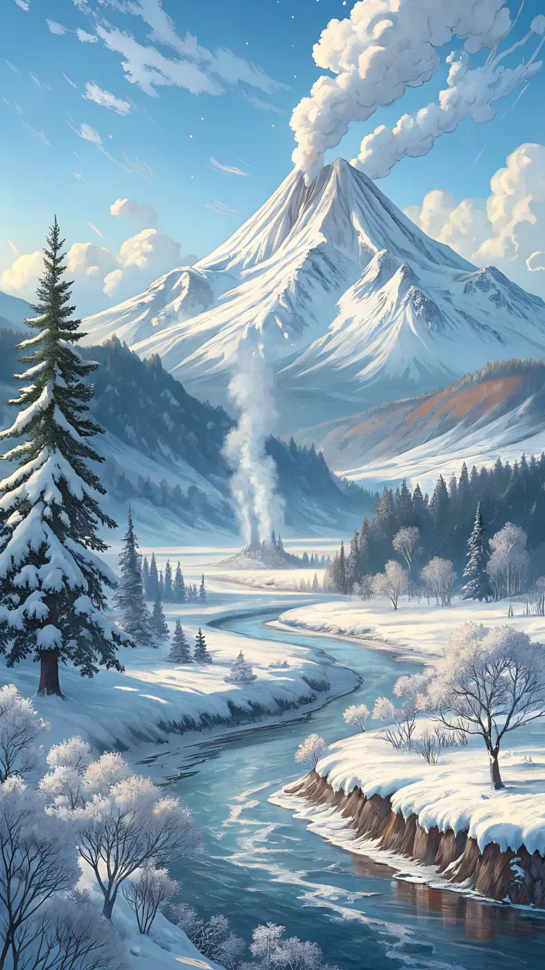 winter snow landscape white art wallpaper