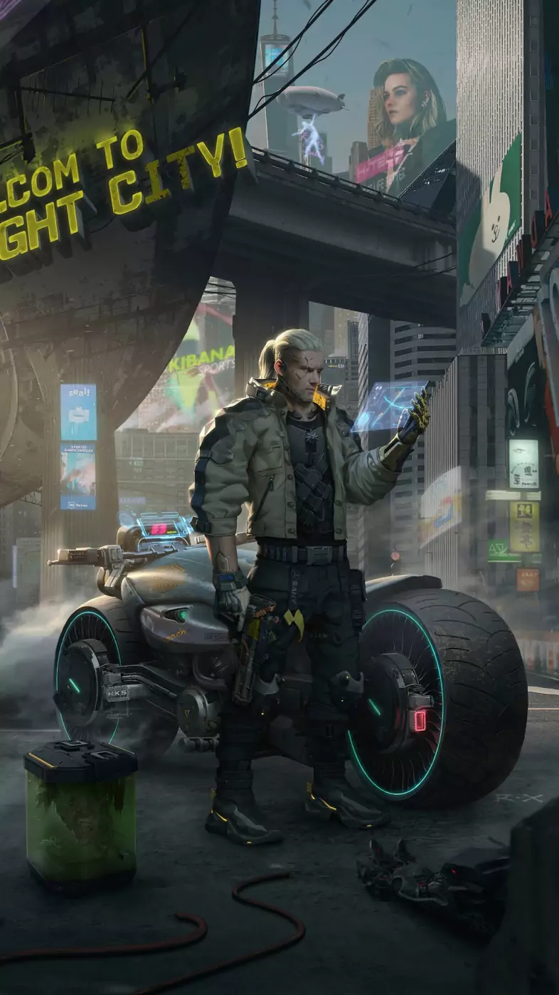 witcher cyberpunk game wallpaper