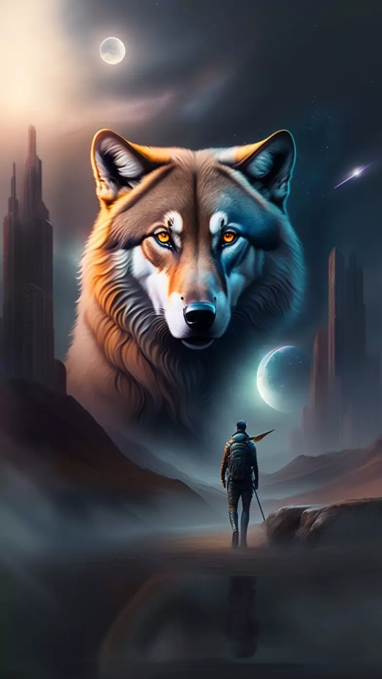 wolf night wallpaper