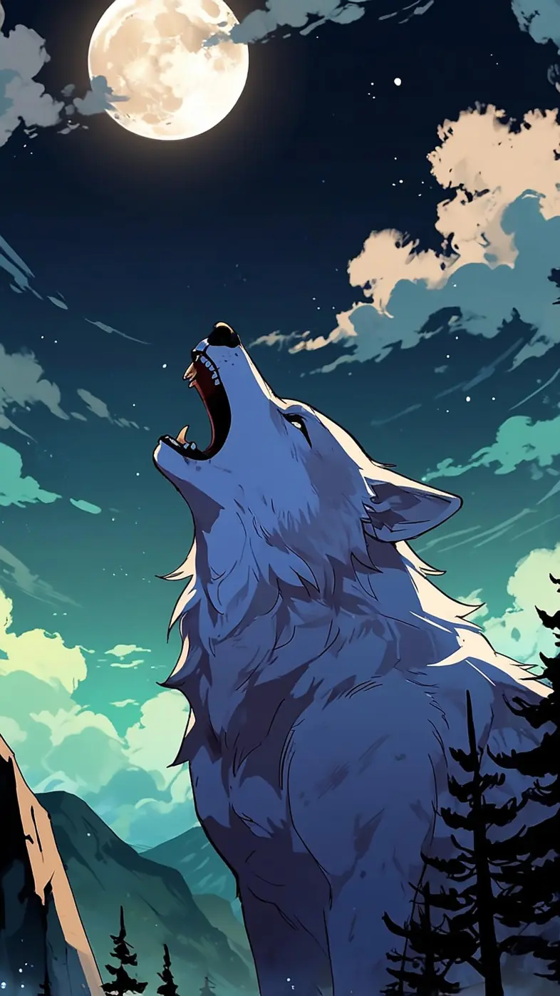 wolf night wallpaper