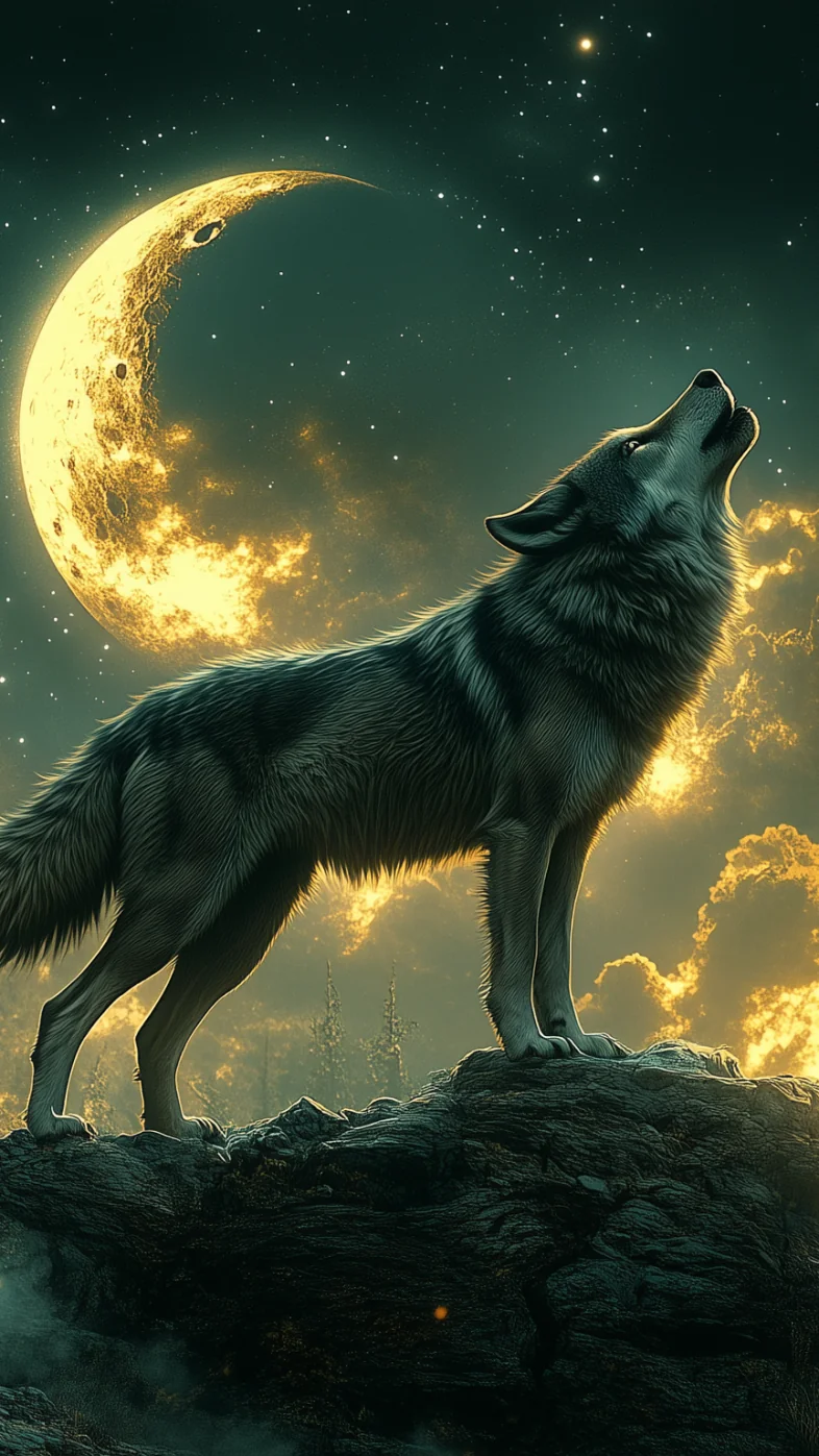 wolf night wallpaper