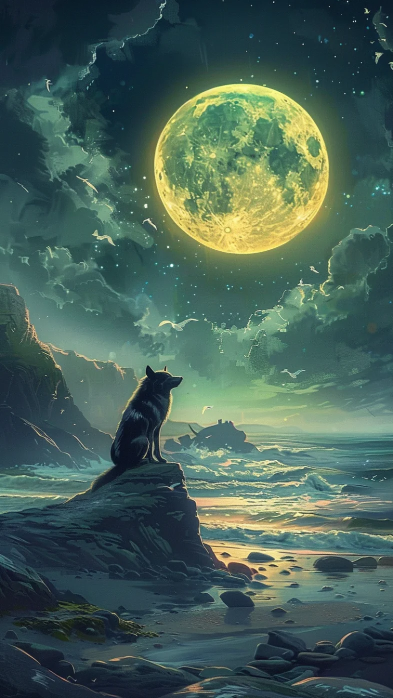 wolf night wallpaper