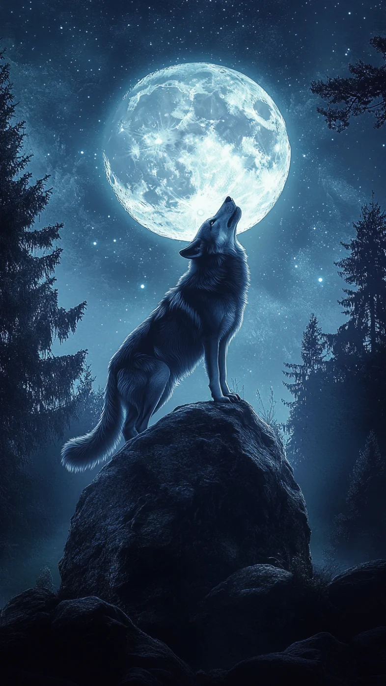 wolf night wallpaper