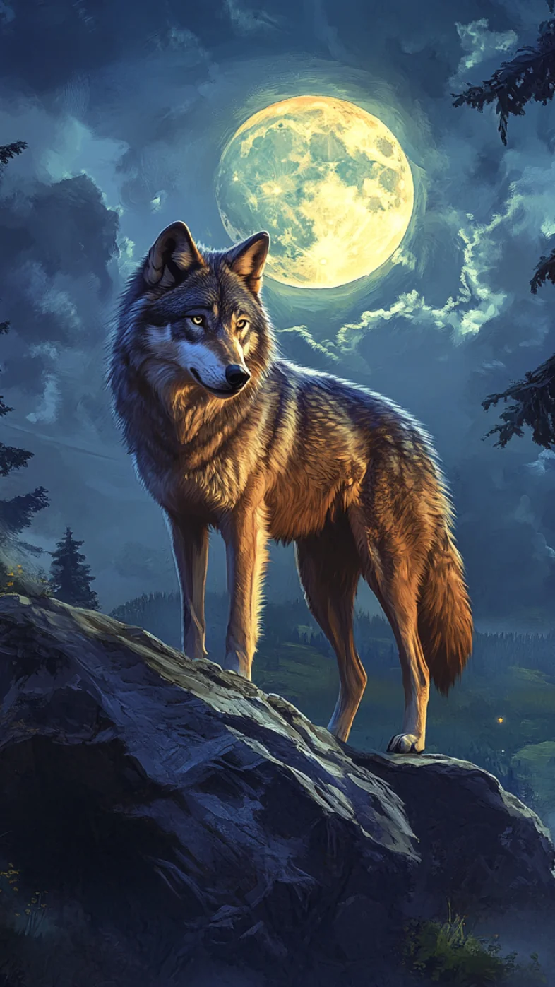 wolf night wallpaper
