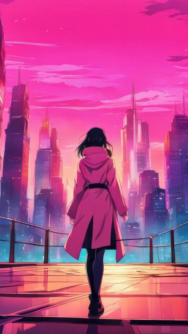 women in pink long coat wallpaper