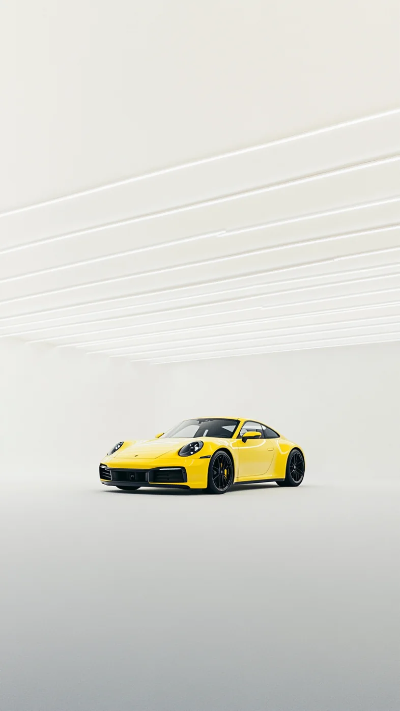 yellow Porsche 992 Turbo car wallpaper