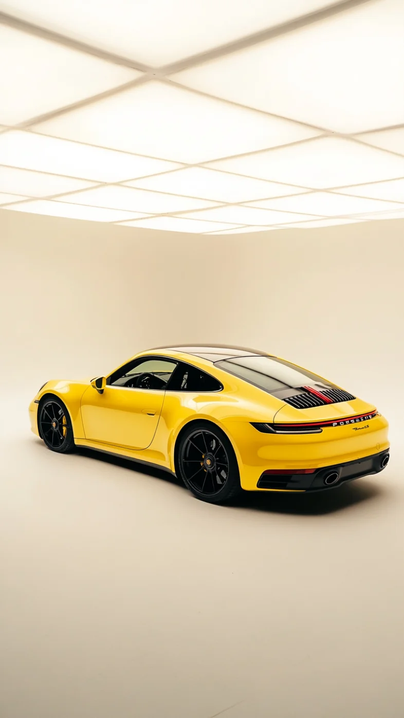 yellow Porsche 992 Turbo car wallpaper