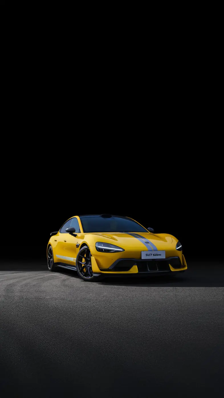 yellow xiaomi su7 ultra car wallpaper