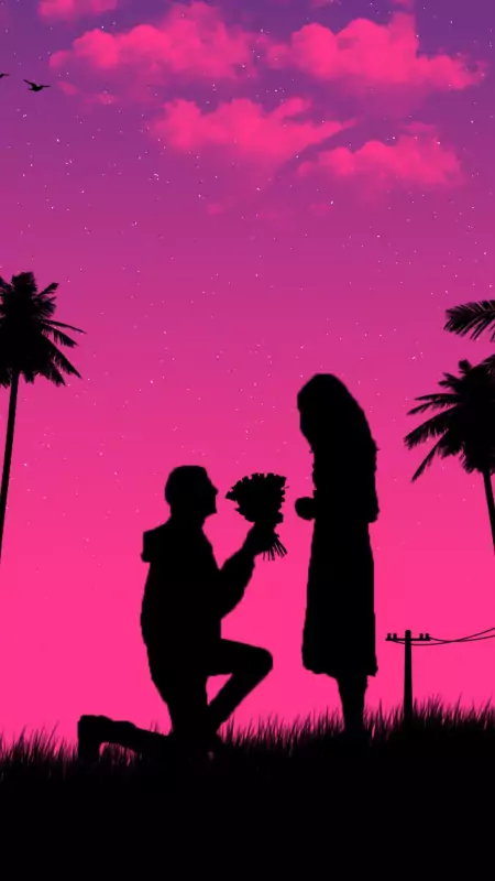 boy kneeling flowers girl wallpaper